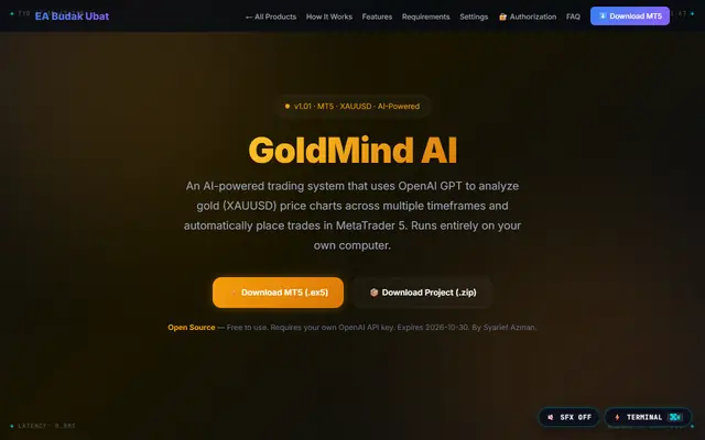 Screenshot of GoldMind AI